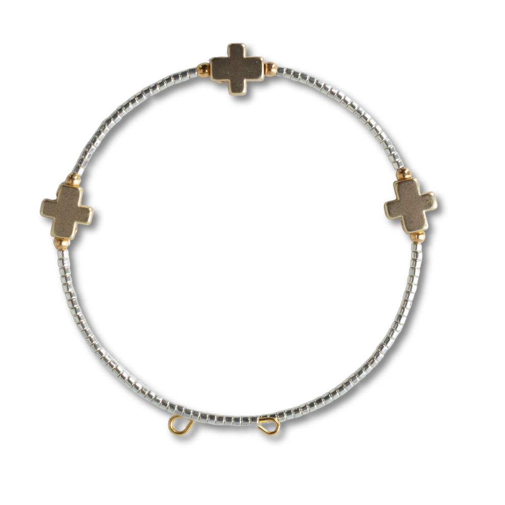 Faithful Beaded Cross Bangle