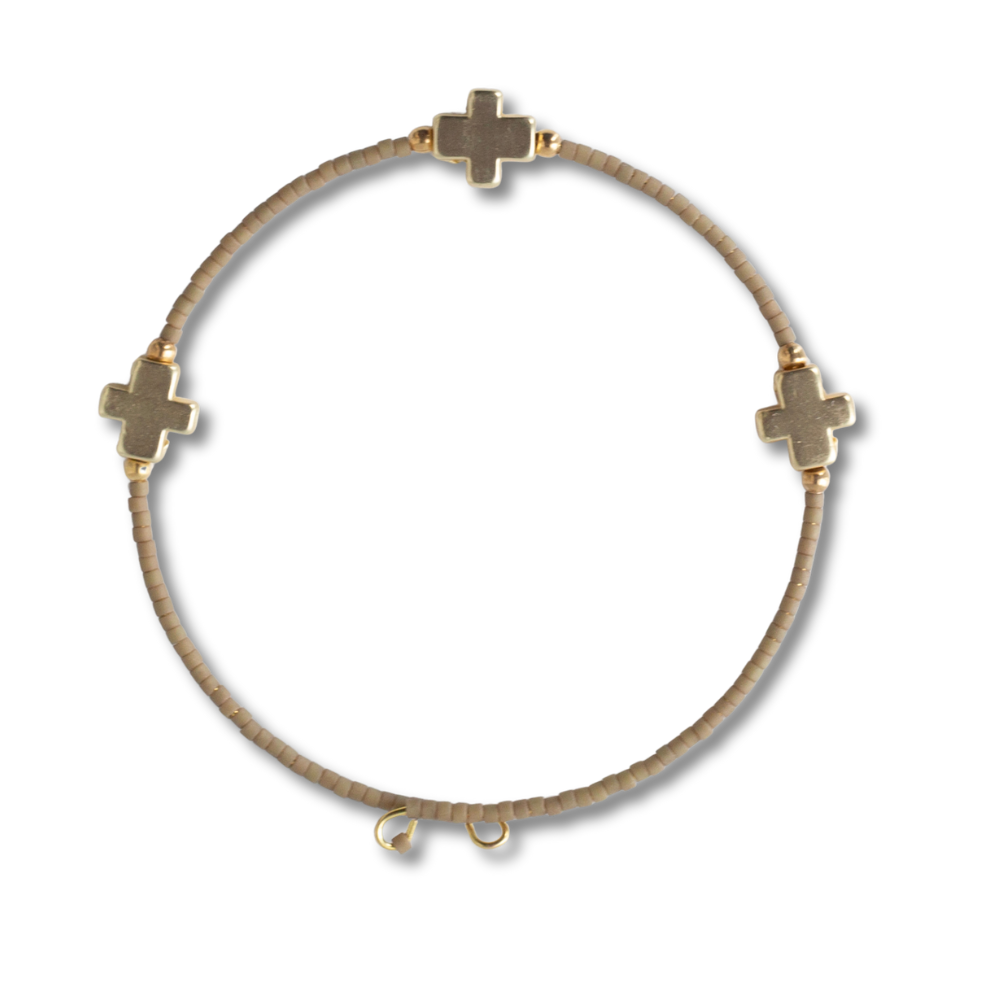 Faithful Beaded Cross Bangle