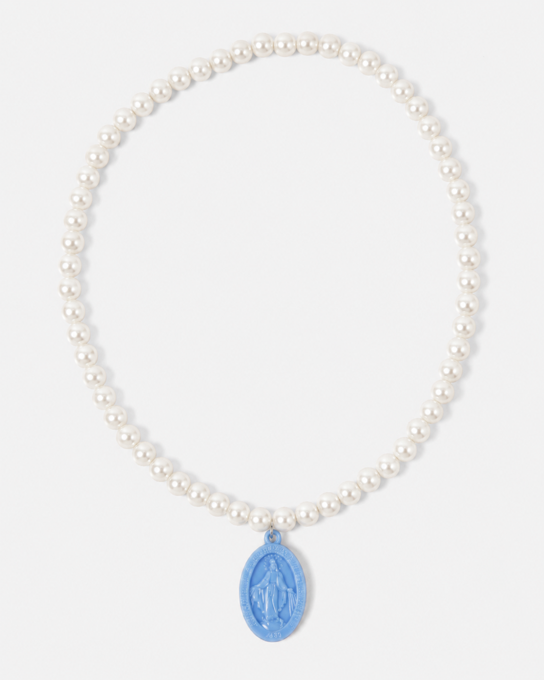 Pearl Miraculous Medal Plastic Children's Necklace