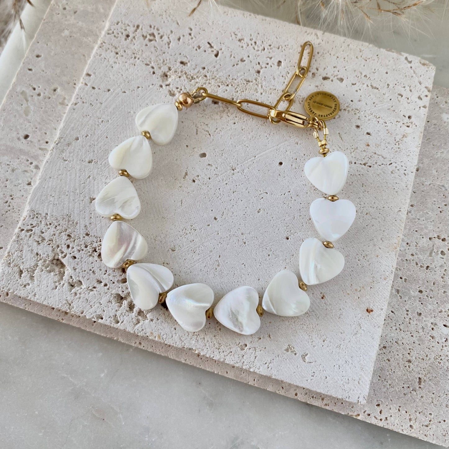 Heart Shaped Pearl Shell Bracelet