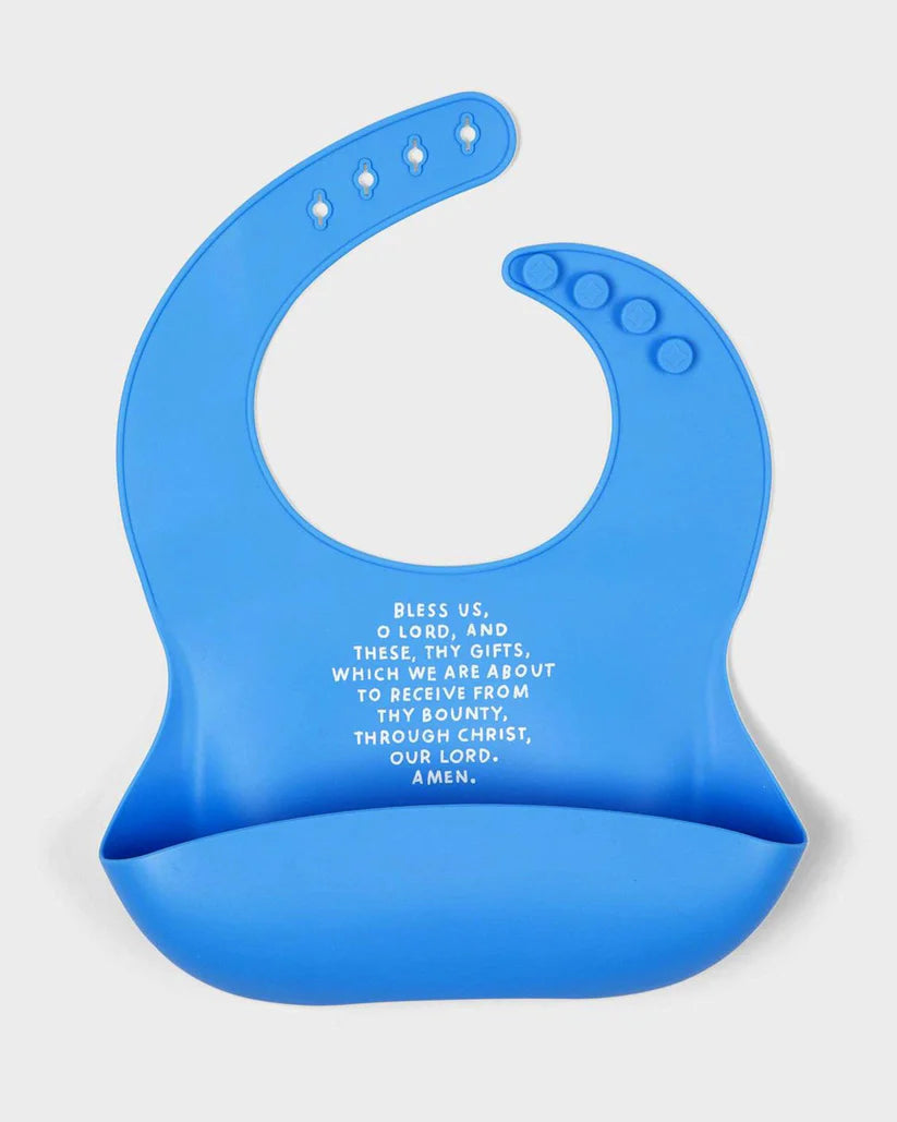 Meal Blessing Silicone Bib- Cornflower Blue