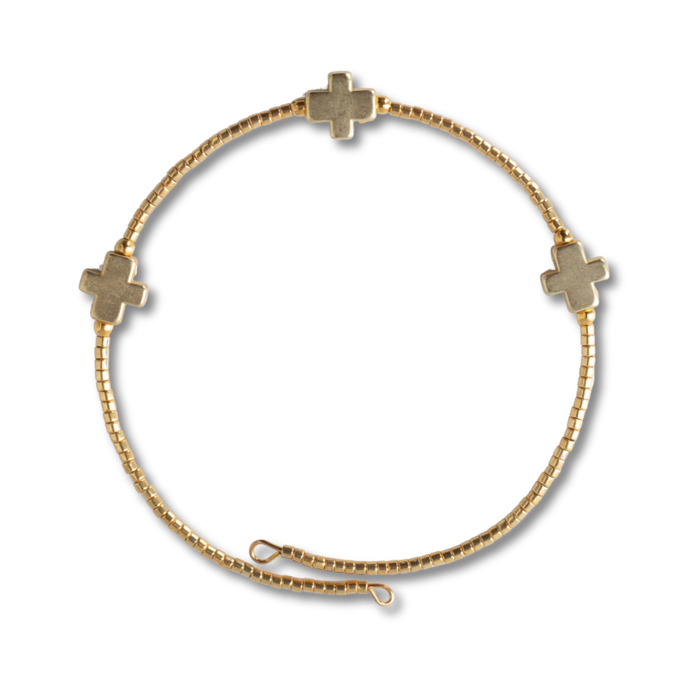 Faithful Beaded Cross Bangle