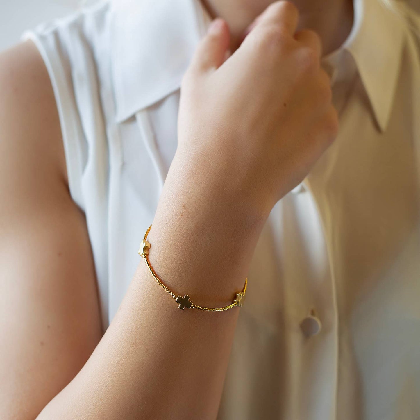 Faithful Beaded Cross Bangle